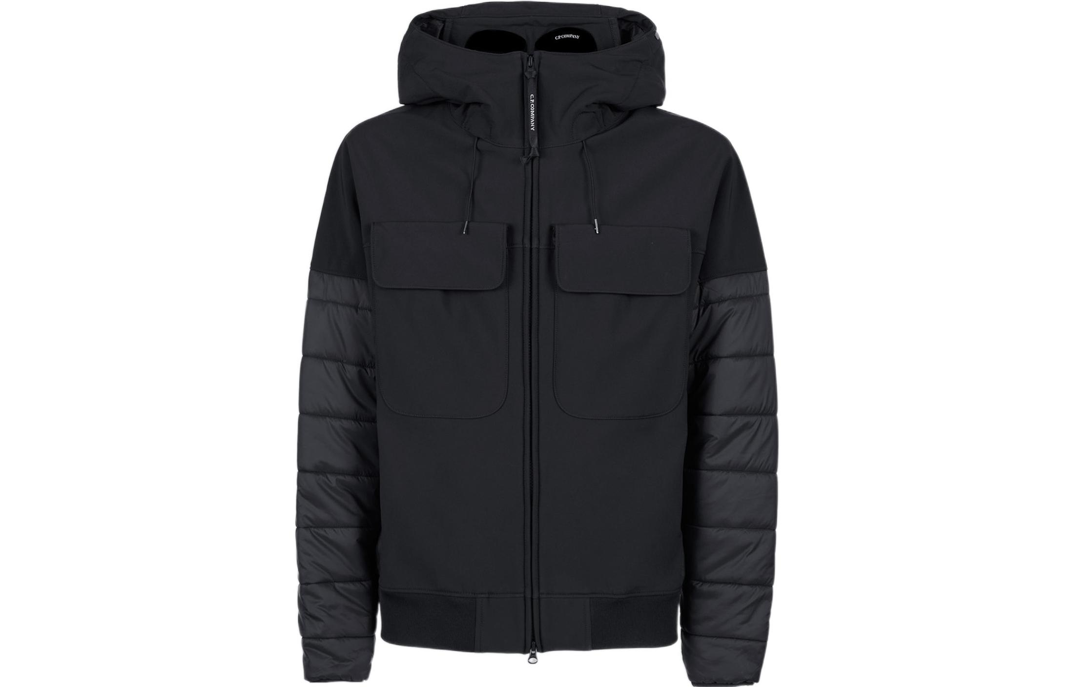 C.P. Company FW22 Black Goggle Hooded Pocket Design Zip Jacket 13CMOW024A006097M-999