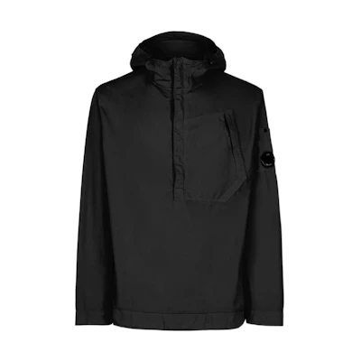 C.P. Company FW22 Black Half-Zip Solid Pocket Hooded Jacket 12CMSH178A002824G999