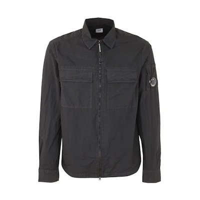 C.P. Company FW22 Black Jacket with Lens Detail and Chest Pocket for Men 13CMSH192A005783G999