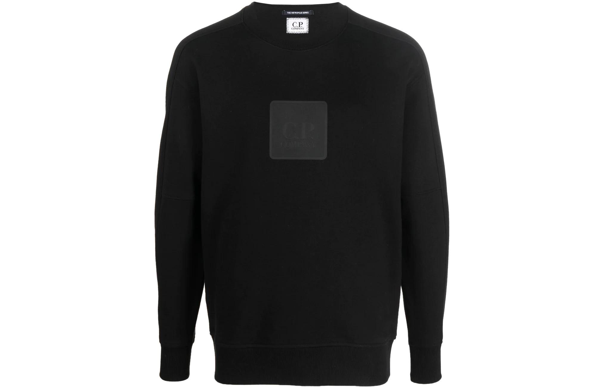 C.P. Company FW22 Black Logo Patch Crewneck Pullover Sweatshirt Men 13CMSS043A005086W999