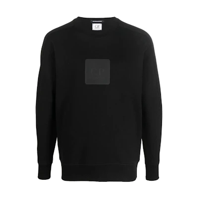 C.P. Company FW22 Black Logo Patch Crewneck Pullover Sweatshirt Men 13CMSS043A005086W999