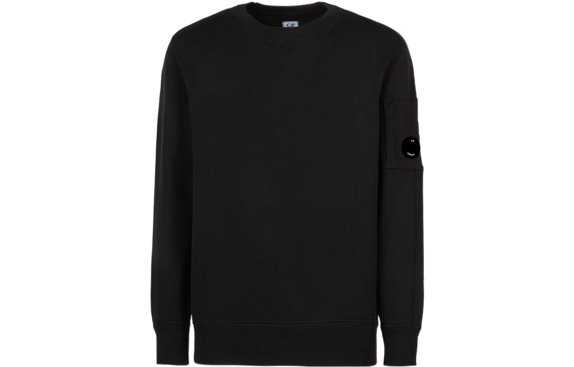 C.P. Company FW22 Black Logo Patch Crewneck Sweatshirt 13CMKN018A005805G999