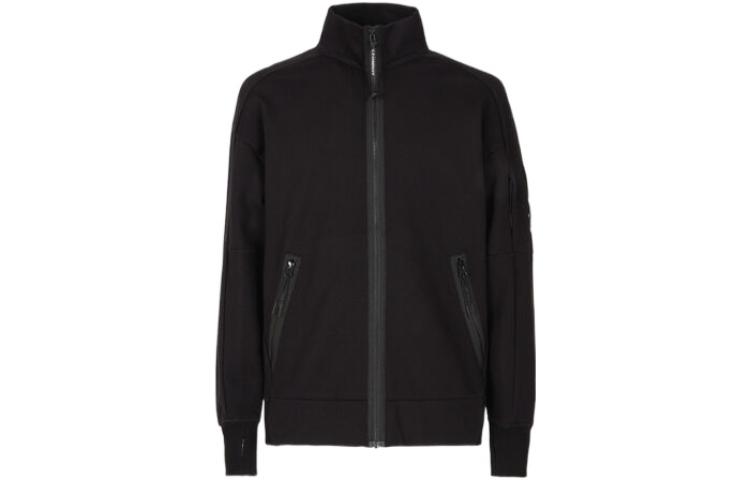 C.P. Company FW22 Black Logo Patch Zip-Up Jacket for Men 13CMSS061A005086W999