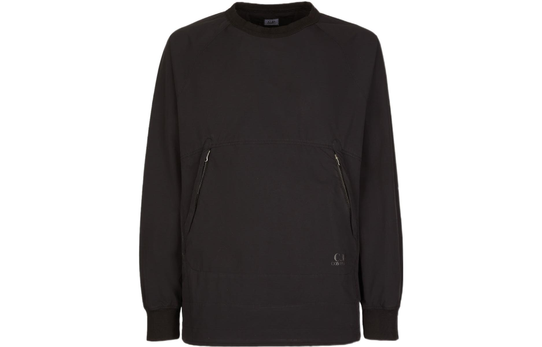 C.P. Company FW22 Black Logo Print Crewneck Long Sleeve Sweatshirt Men 12CMSS201A005669G999