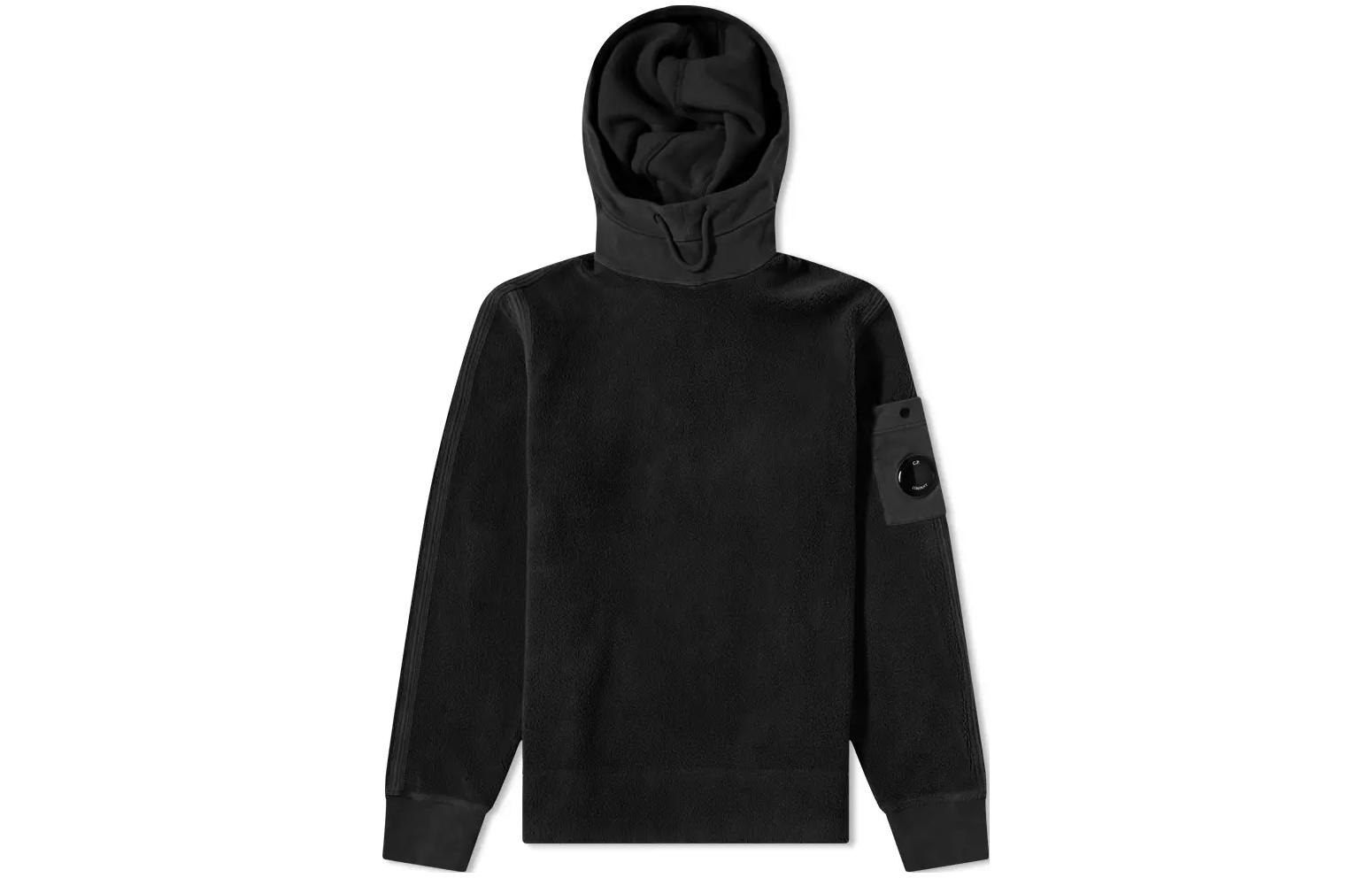 C.P. Company FW22 Black Solid Color Lens Detail Pullover Hoodie Men 11CMSS083A005863G999