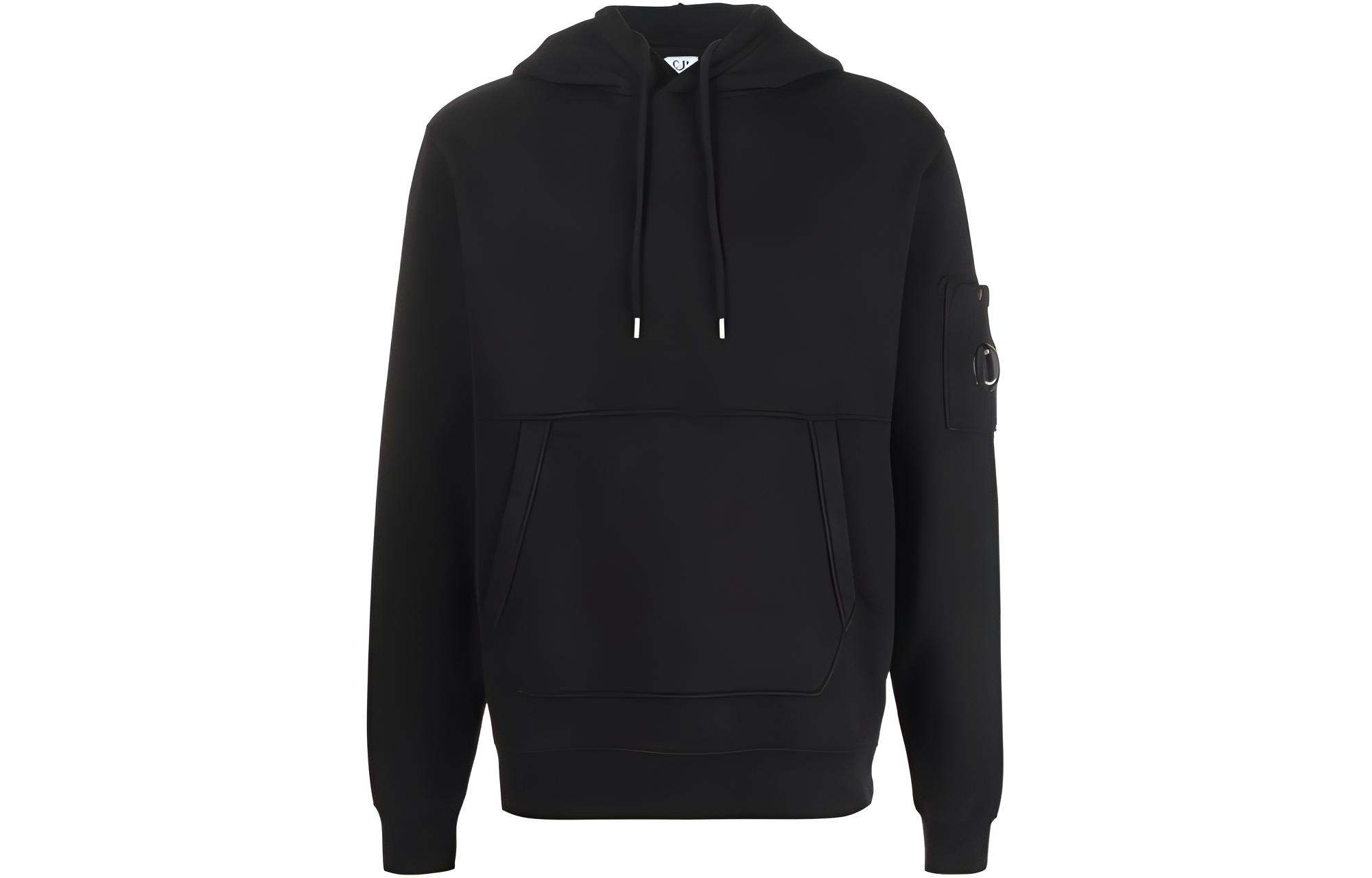 C.P. Company FW22 Black Solid Color Patch Pullover Sweatshirt 13CMSS009A006372G-999