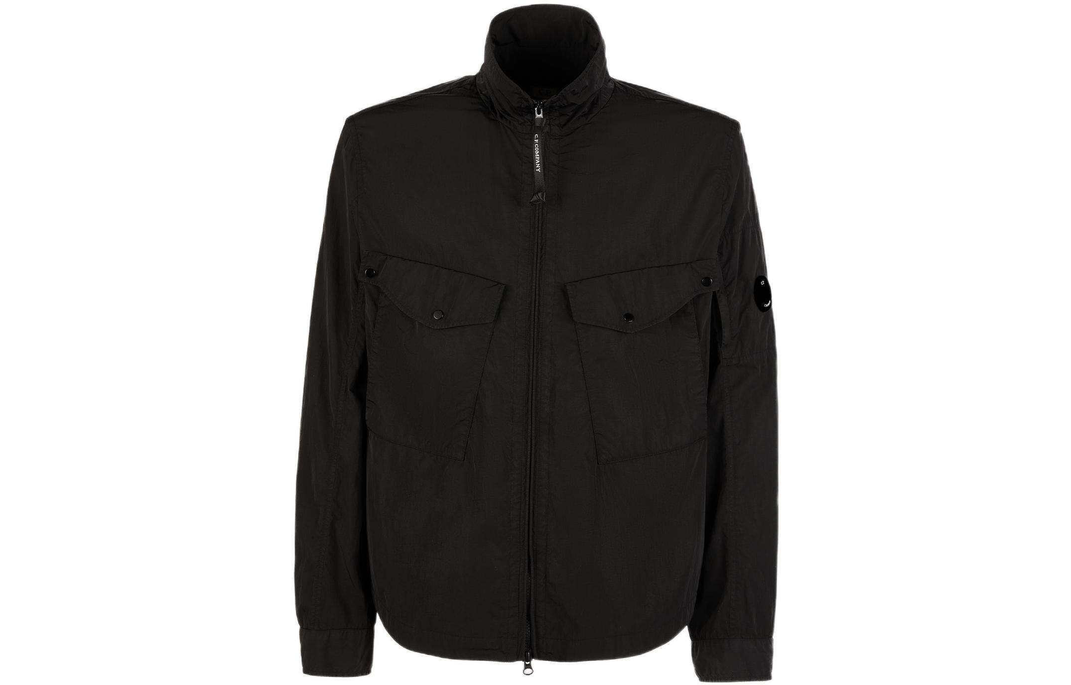 C.P. Company FW22 Black Stand Collar Jacket with Dual Pockets for Men 13CMOS047A005904G999