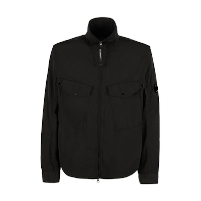 C.P. Company FW22 Black Stand Collar Jacket with Dual Pockets for Men 13CMOS047A005904G999