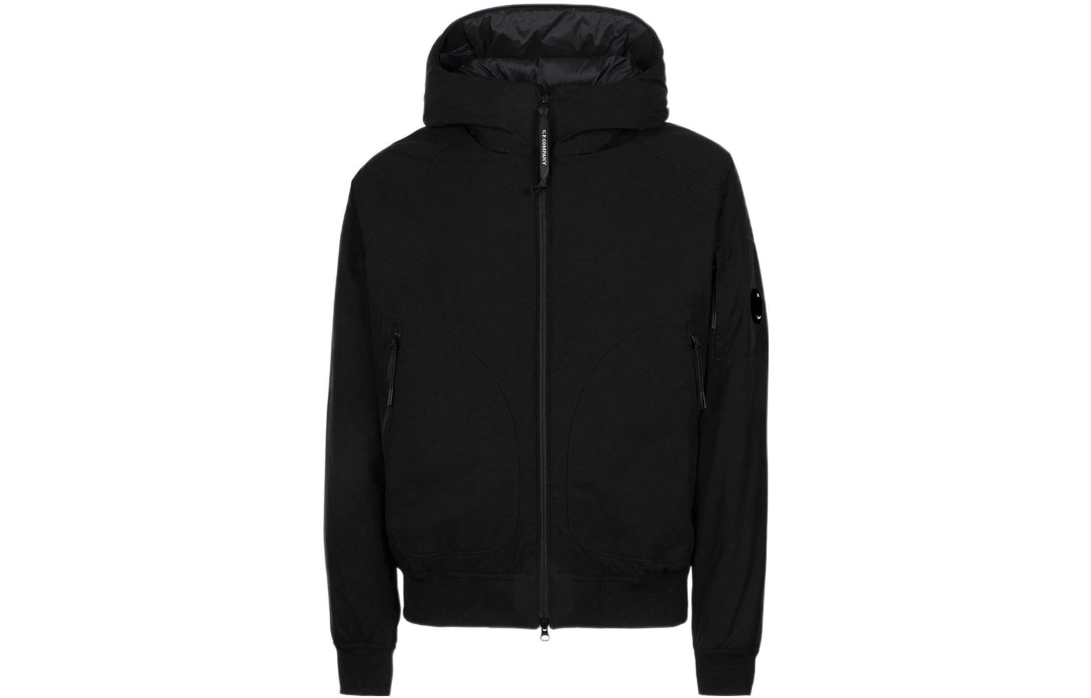 C.P. Company FW22 Black Zip-Up Logo Hoodie Jacket 秋 Season 13CMOW173A004117A999