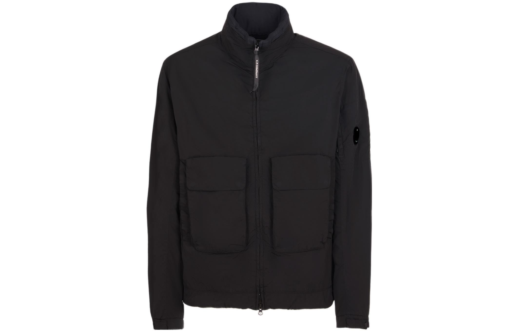 C.P. Company FW22 Black Zip-Up Stand Collar Jacket with Dual Pockets (Men) 13CMOW191A005904M999