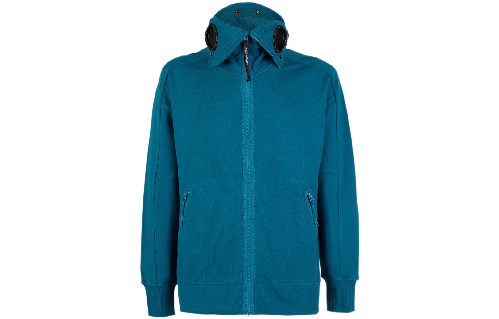 C.P. Company FW22 Blue Goggle Hoodie Jacket Solid Diagonal Zip-Up 13CMSS062A005086W861