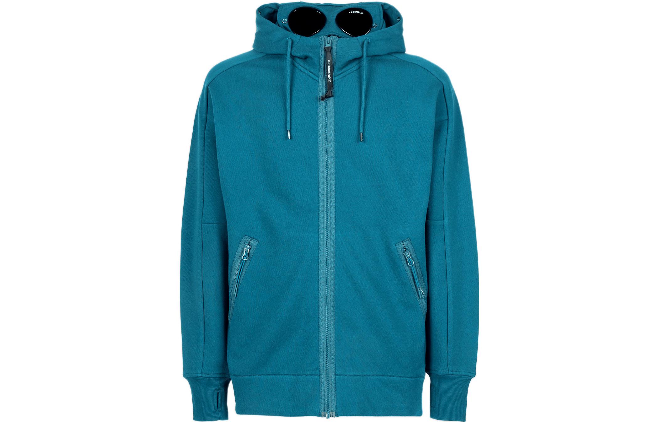 C.P. Company FW22 Blue Solid Color Zip-Up Hoodie Jacket 13CMSS082A005086W861
