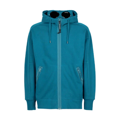 C.P. Company FW22 Blue Solid Color Zip-Up Hoodie Jacket 13CMSS082A005086W861