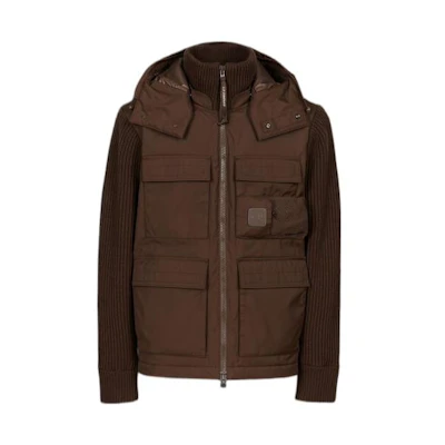 C.P. Company FW22 Brown Colorblocked Hooded Zip Jacket 13CMKN038A004306M352