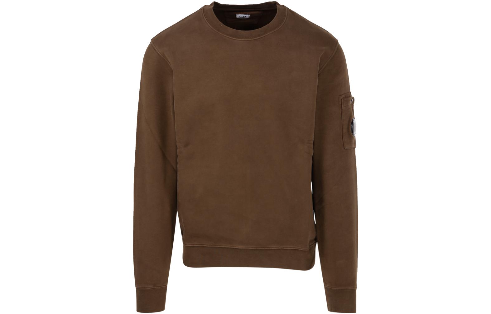 C.P. Company FW22 Brown Solid Crewneck Long-Sleeve Sweatshirt Mens 13CMSS008A006372G-683