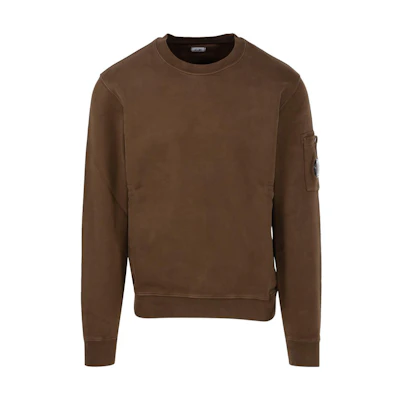 C.P. Company FW22 Brown Solid Crewneck Long-Sleeve Sweatshirt Mens 13CMSS008A006372G-683