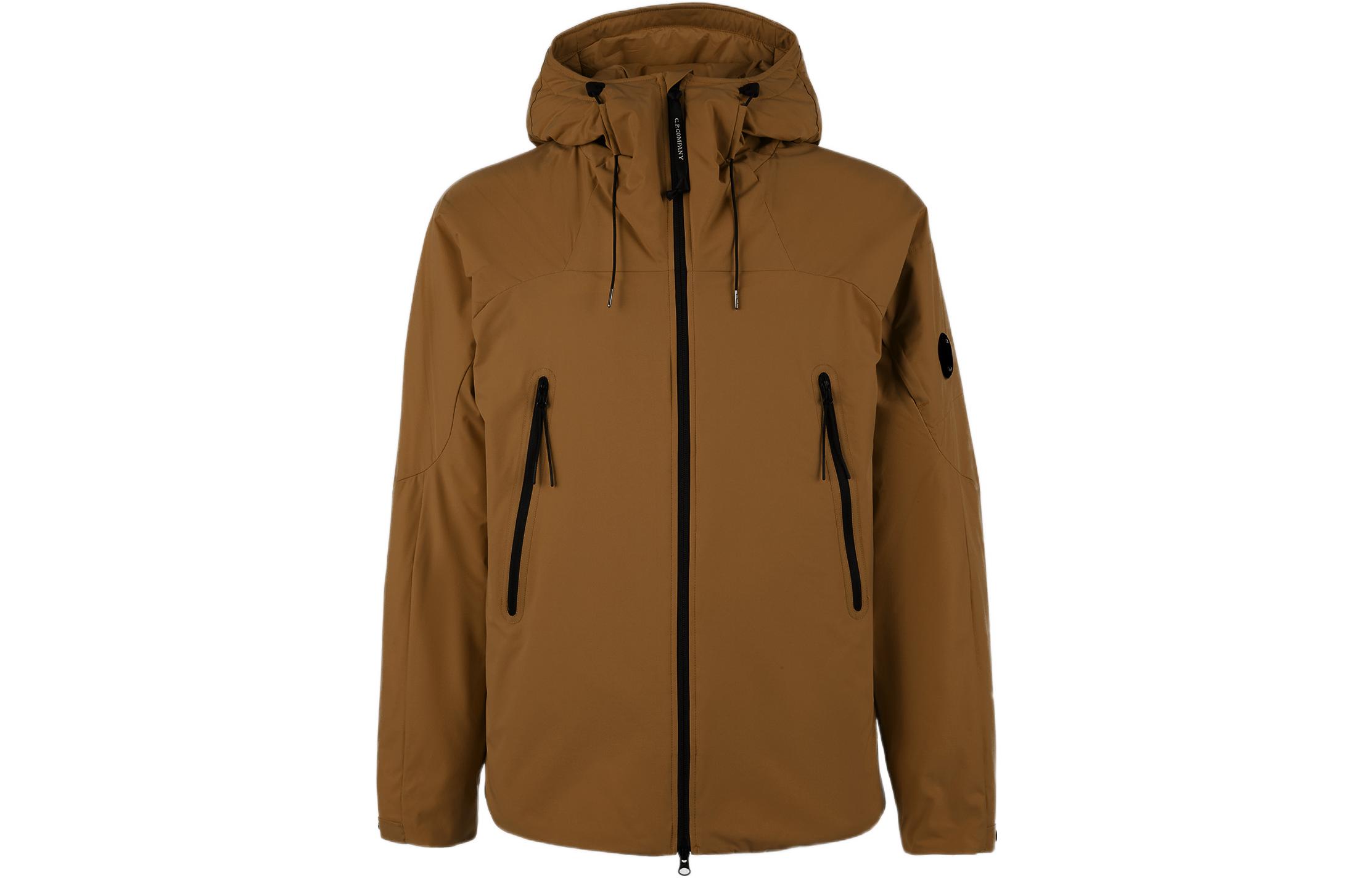 C.P. Company FW22 Brown Solid Drawstring Hooded Zip Jacket Men 13CMOW025A004117A344