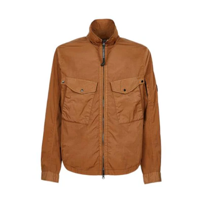 C.P. Company FW22 Brown Stand Collar Jacket with Dual Pockets 13CMOS047A005904G344