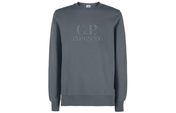 C.P. Company FW22 Diagonal Raised Fleece Logo Pullover Sweatshirt Grey for Men 12CMSS024A005086W978
