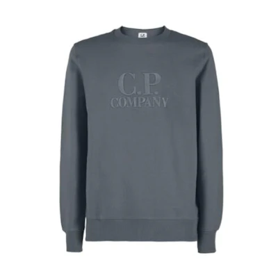 C.P. Company FW22 Diagonal Raised Fleece Logo Pullover Sweatshirt Grey for Men 12CMSS024A005086W978