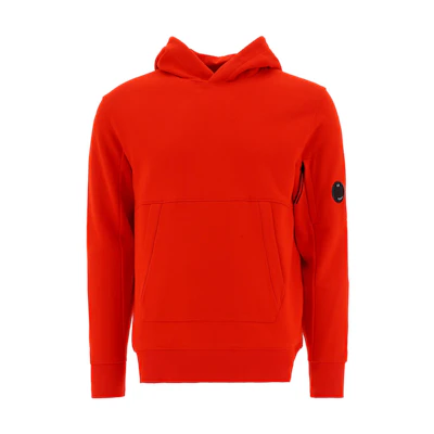 C.P. Company FW22 Diagonal Raised Hoodie Red Mens Pullover with Kangaroo Pocket 13CMSS023A005086W455