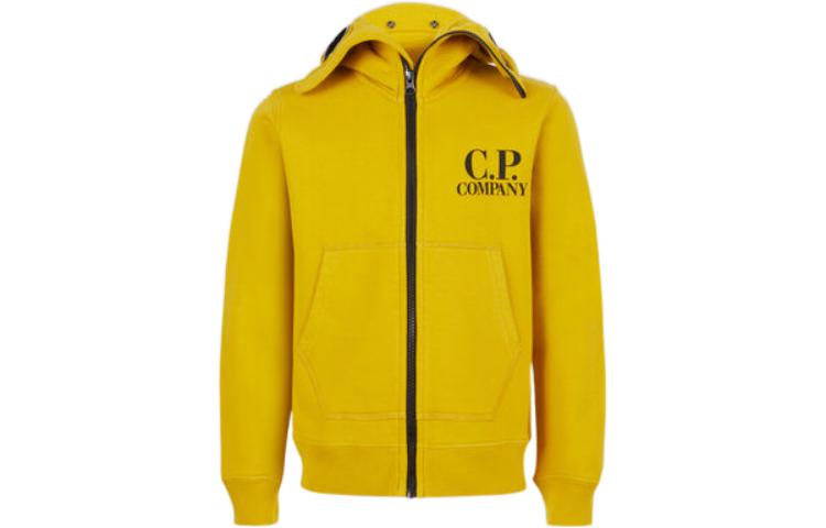 C.P. Company FW22 Gold Goggle Zip-Up Sweatshirt with Split Chest Logo for Men 12CKSS023B003569W239
