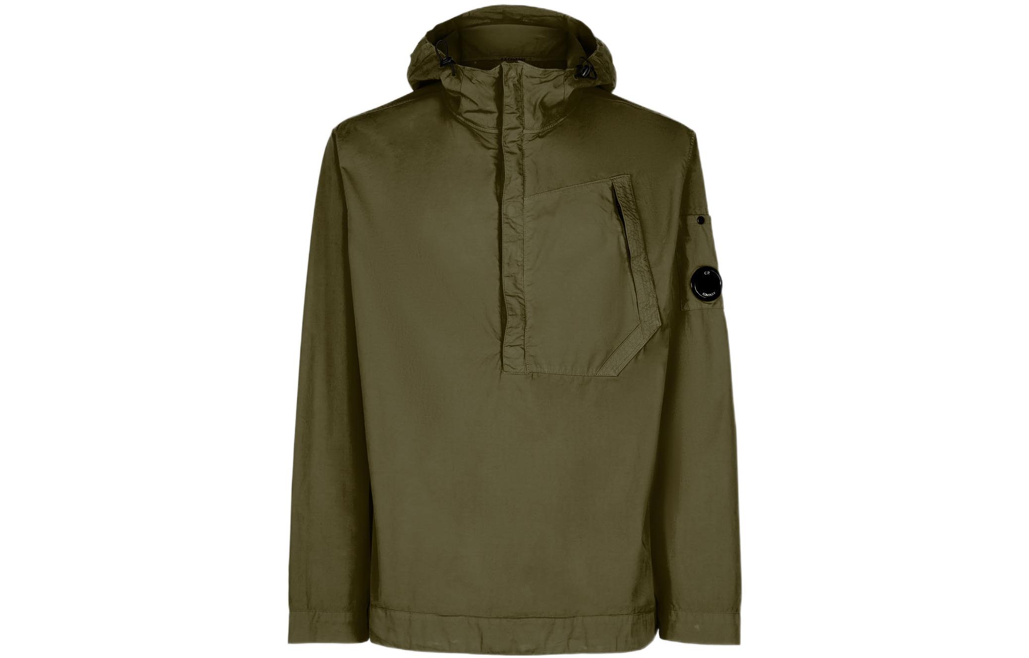 C.P. Company FW22 Green Half-Zip Hoodie Jacket with Single Pocket 12CMSH178A002824G683