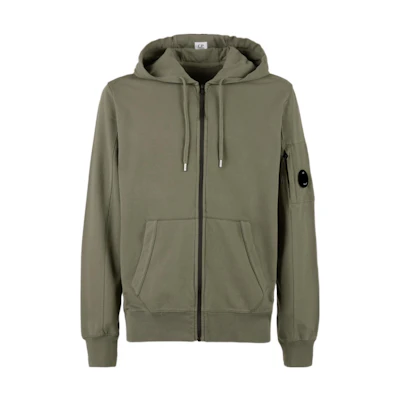 C.P. Company FW22 Green Solid Zipped Hoodie Jacket 13CMSS077A002246G669