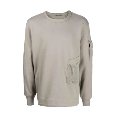 C.P. Company FW22 Grey Crewneck Long-Sleeve Sweatshirt with Mesh Detail 12CMSS073A005086W322