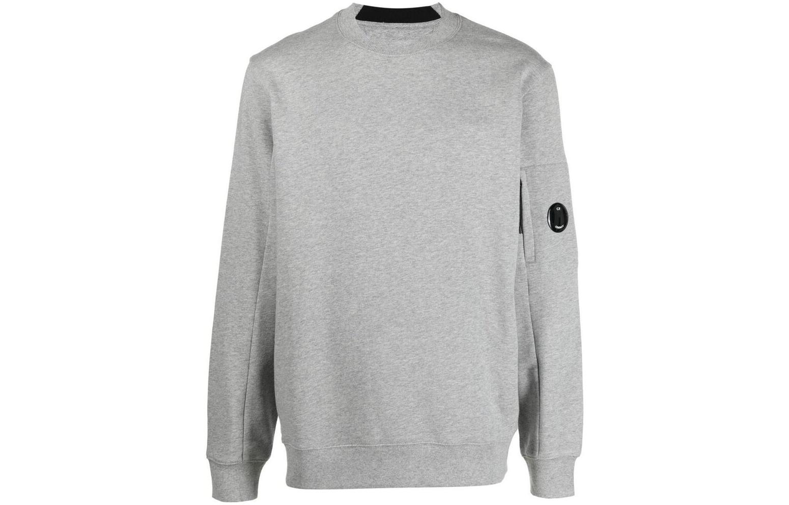 C.P. Company FW22 Grey Crewneck Sweatshirt with Logo Patch for Men 13CMSS022A005086WM93