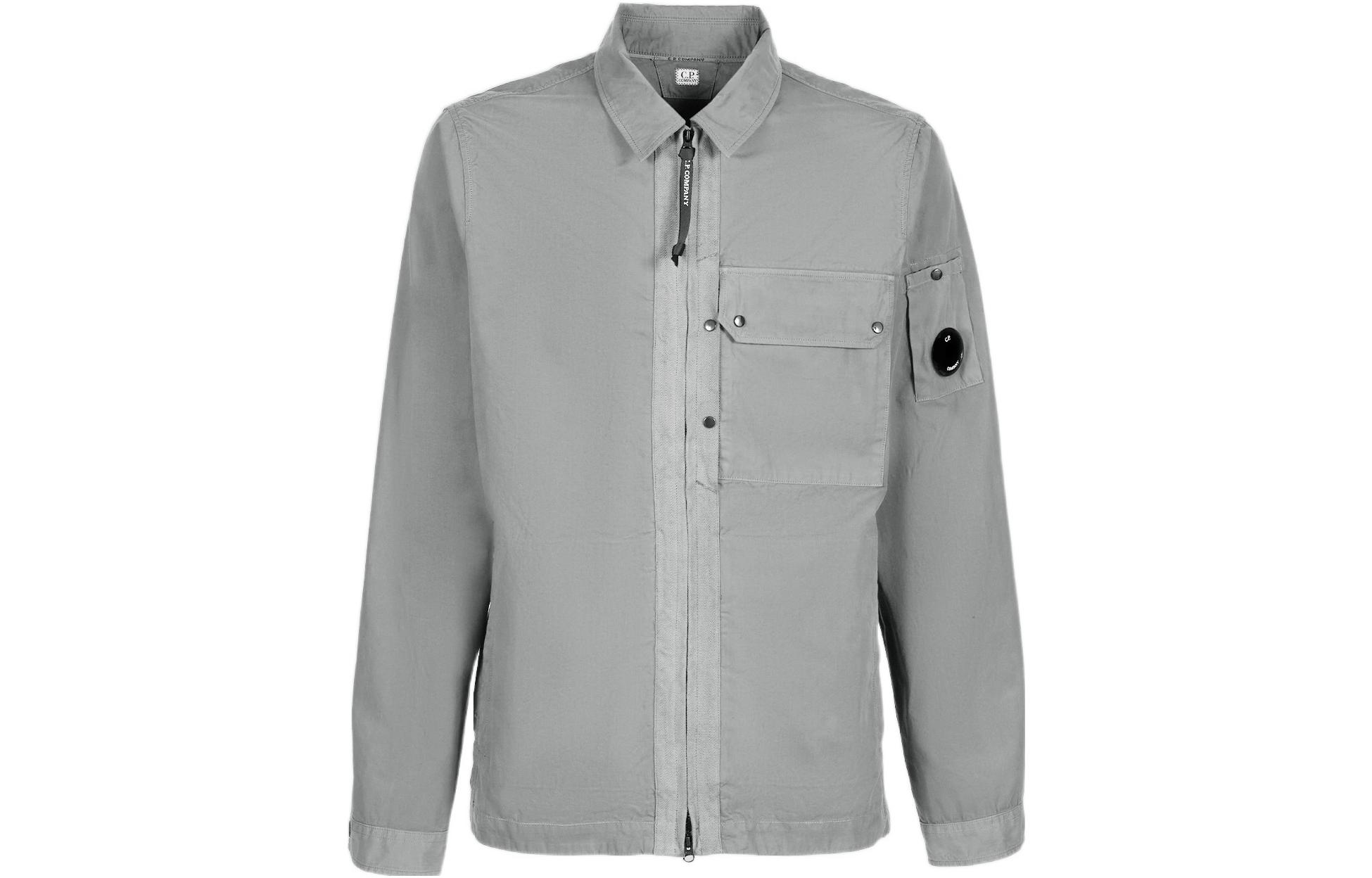 C.P. Company FW22 Grey Logo Patch Long Sleeve Jacket for Men 13CMSH189A006069G939