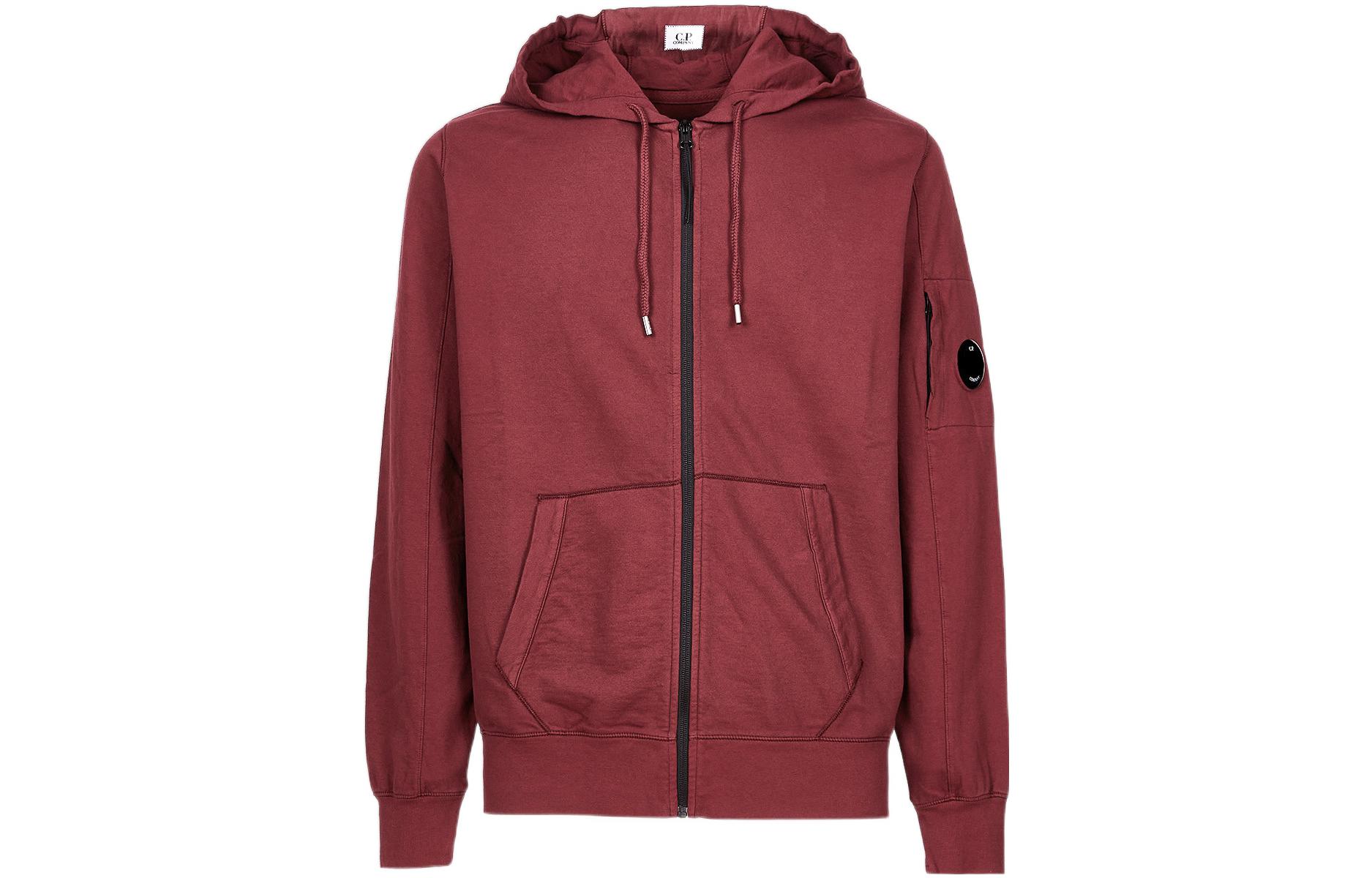 C.P. Company FW22 Lightweight Fleece Zip Hoodie Jacket Red () 13CMSS077A002246G589