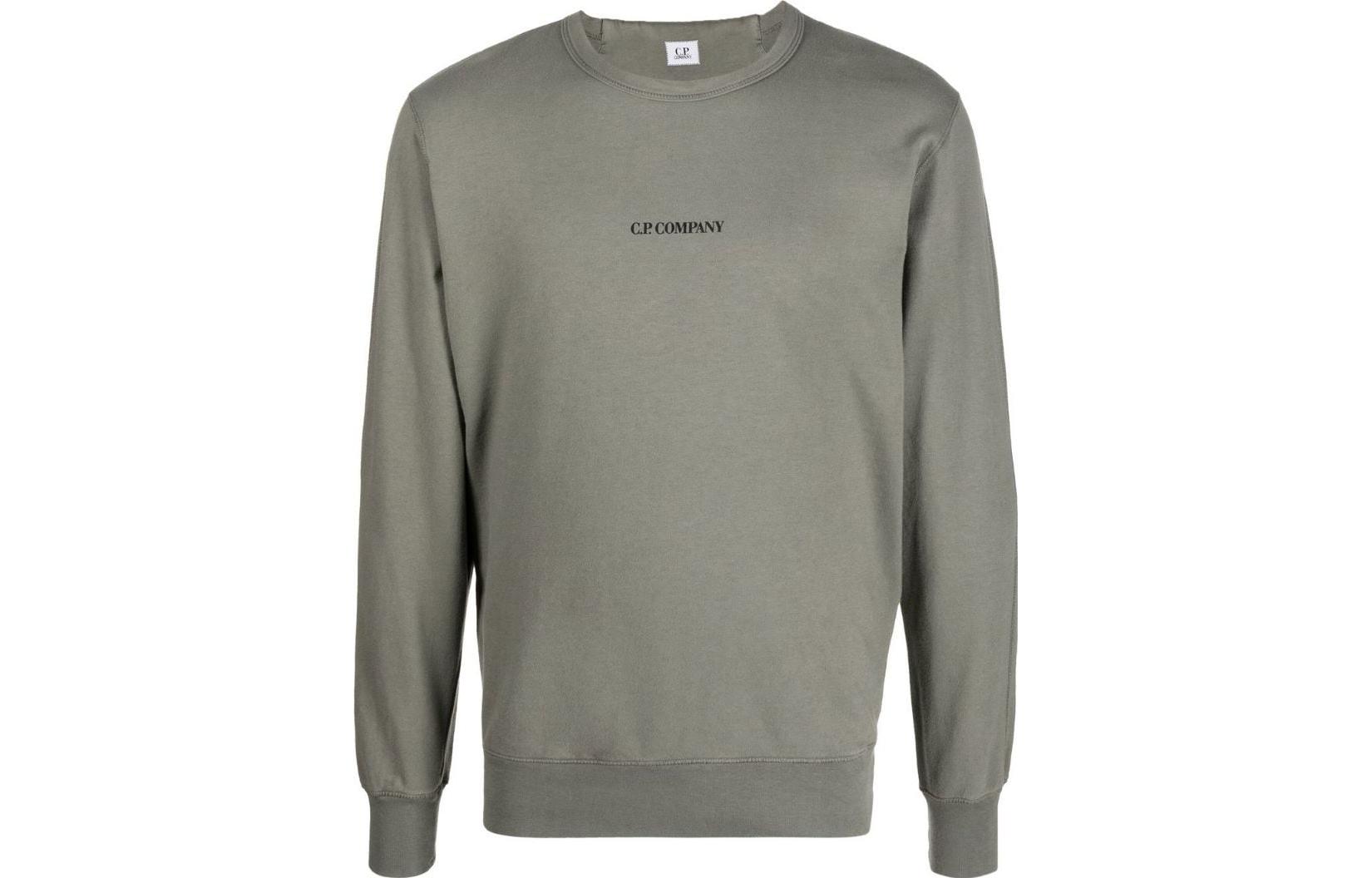 C.P. Company FW22 Logo Crewneck Printed Long Sleeve Sweatshirt Grey Mens 13CMSS161A002246G669
