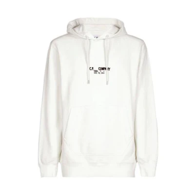 C.P. Company FW22 Logo Graphic Hoodie White Long Sleeve Pullover 13CMSS326A005623G115