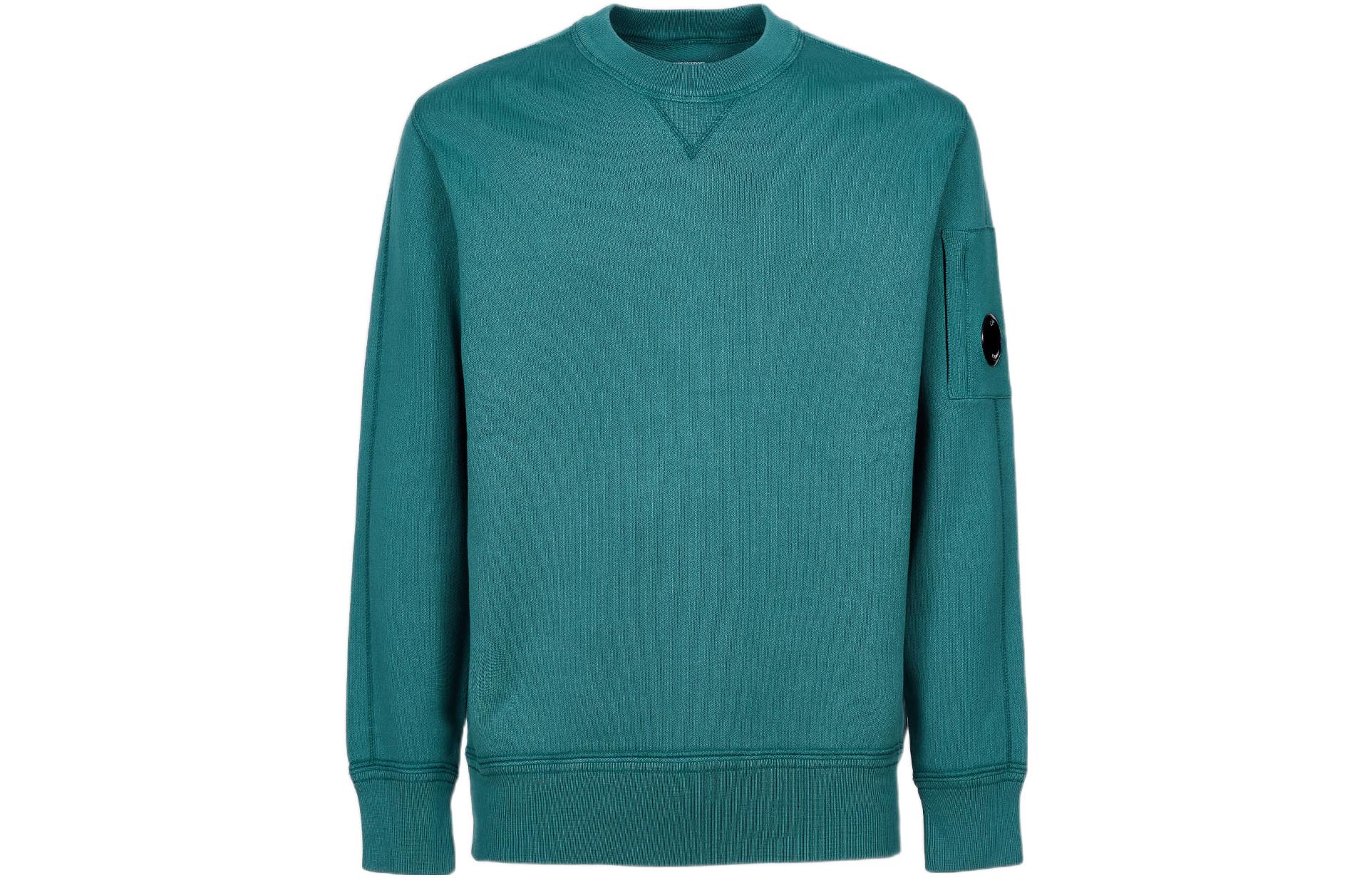 C.P. Company FW22 Logo Patch Crewneck Sweatshirt Blue Mens 13CMKN018A005805G861