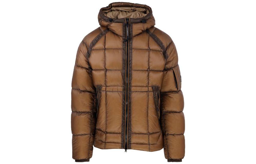 C.P. Company FW22 Logo Patch Hooded Puffer Jacket Brown () 13CMOW175A006099A318