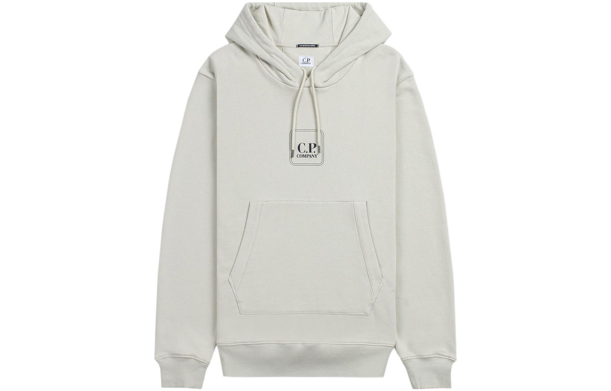 C.P. Company FW22 Logo Print Pullover Hoodie Men’s Beige Long Sleeve 13CMSS219A005086W118