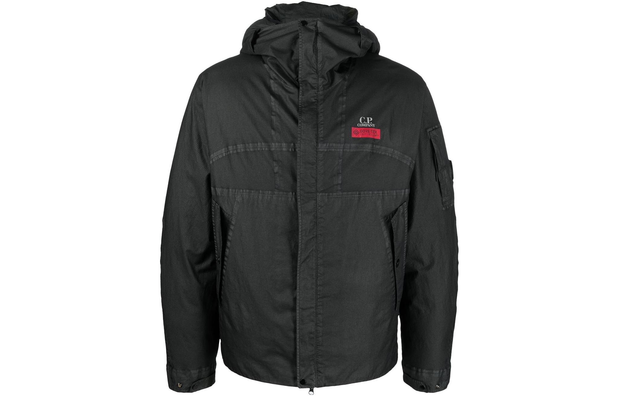 C.P. Company FW22 Logo Print Zip Hoodie Jacket Black 13CMOW091A006366G999