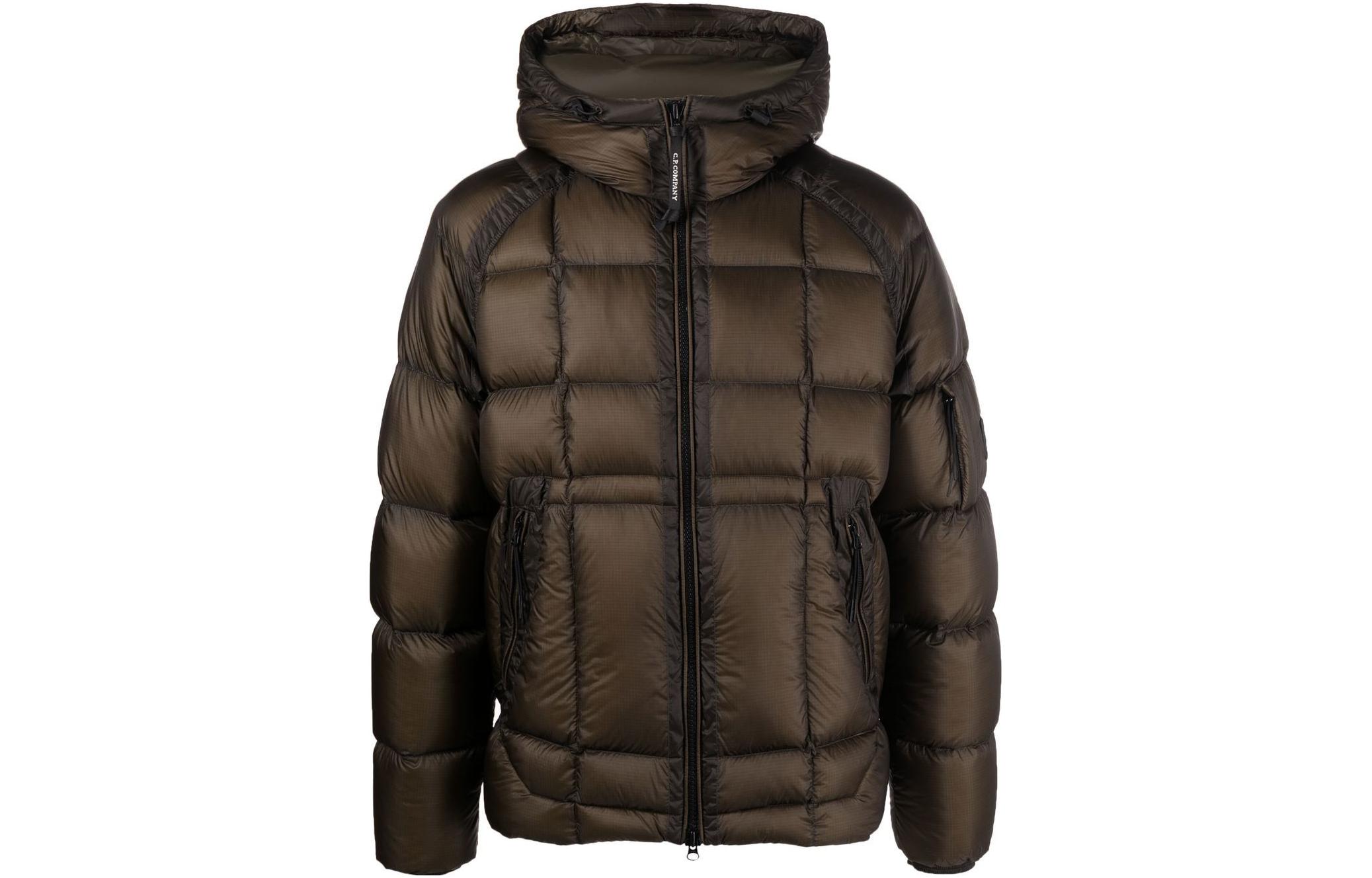 C.P. Company FW22 Quilted Hoodie Jacket Brown Mens 13CMOW175A006099A683