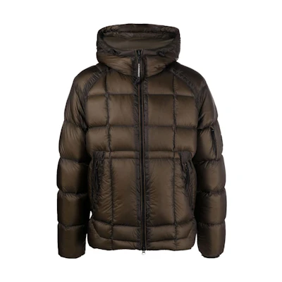 C.P. Company FW22 Quilted Hoodie Jacket Brown Mens 13CMOW175A006099A683
