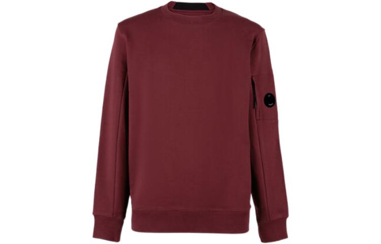 C.P. Company FW22 Red Crewneck Sweatshirt with Logo Patch - Men’s Long Sleeve 13CMSS022A005086W589