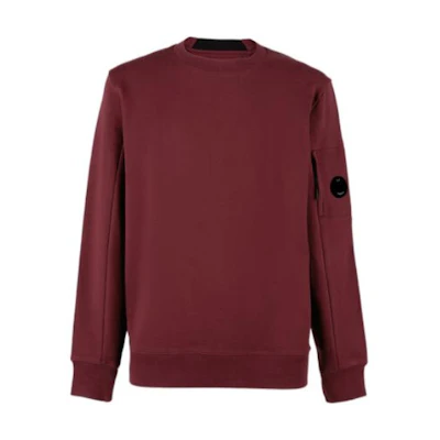 C.P. Company FW22 Red Crewneck Sweatshirt with Logo Patch - Men’s Long Sleeve 13CMSS022A005086W589
