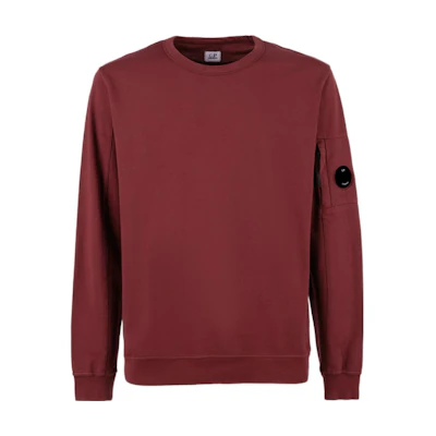 C.P. Company FW22 Red Crewneck Sweatshirt with Logo Patch Long Sleeve 13CMSS032A002246G589