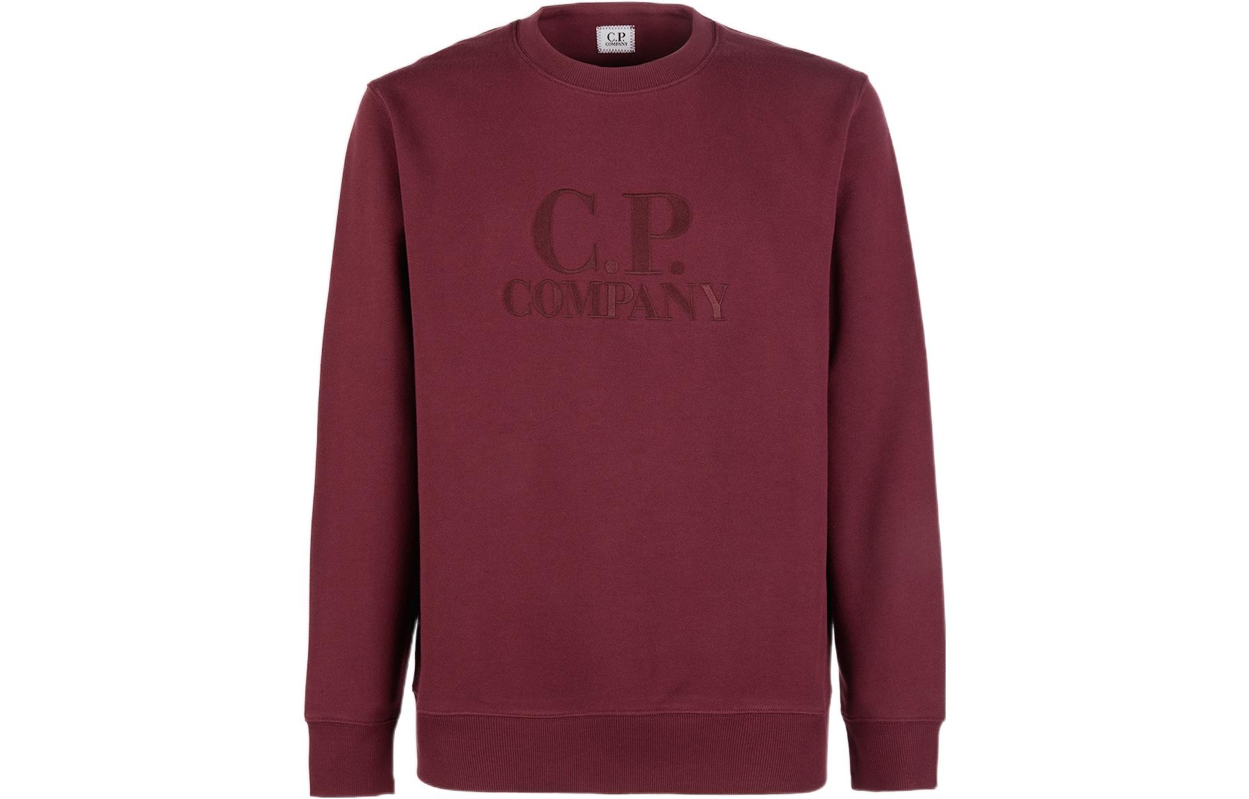 C.P. Company FW22 Red Crewneck Sweatshirt with Logo Embroidery () 13CMSS163A005086W589