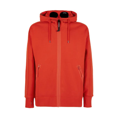 C.P. Company FW22 Red Goggle Zip-Up Hoodie Jacket 13CMSS082A005086W-455