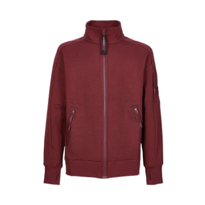 C.P. Company FW22 Red Zip-Up Jacket with Logo Patch for Men 13CMSS061A005086W589