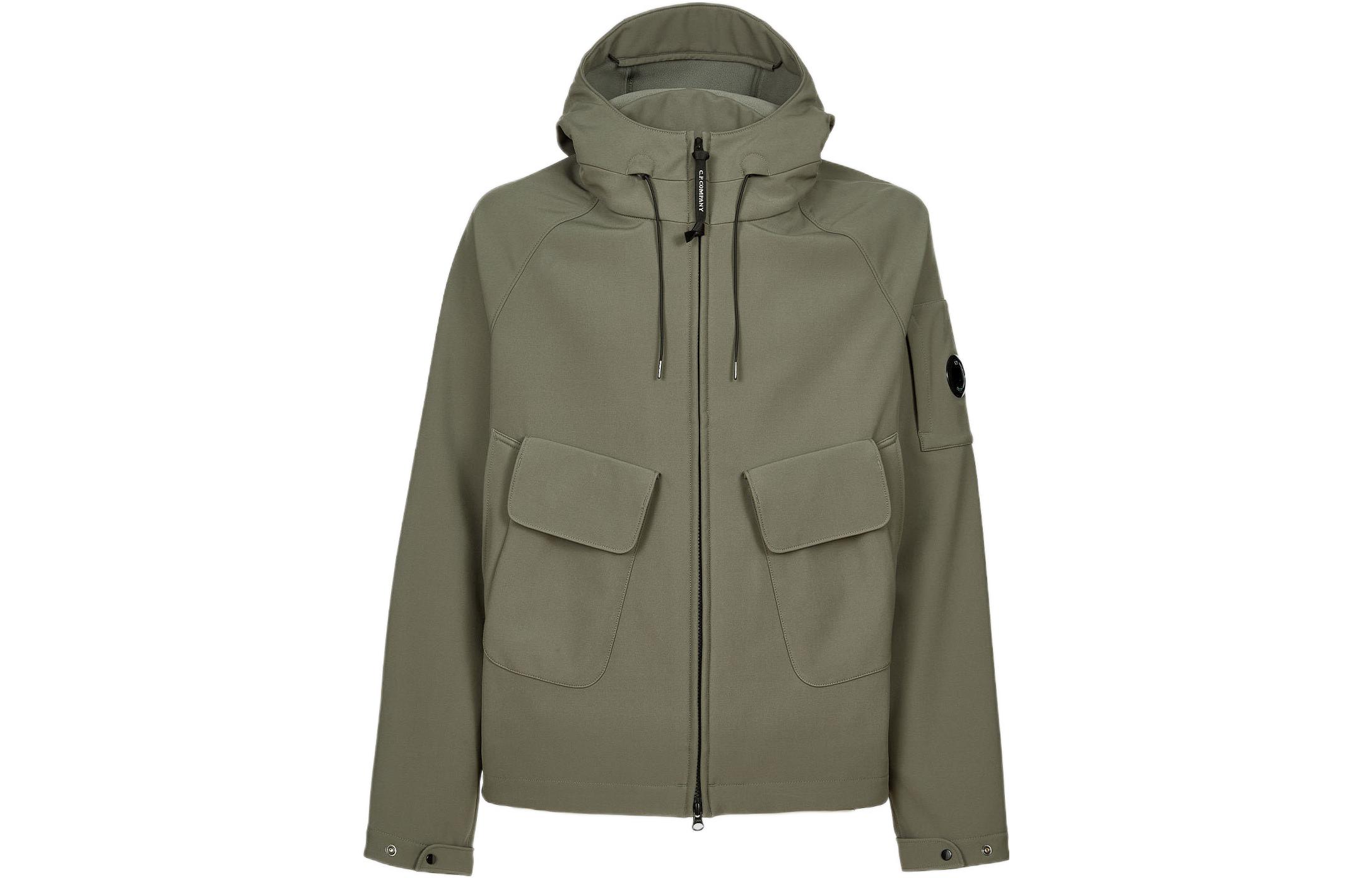 C.P. Company FW22 Solid Color Double Pocket Hooded Jacket Green () 13CMOW089A006097A669
