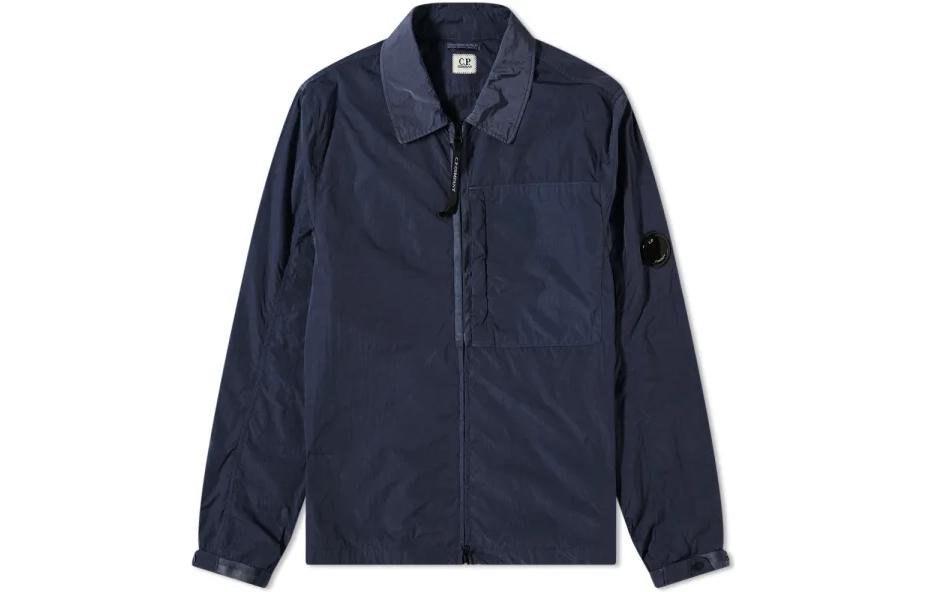 C.P. Company FW22 Solid Color Lens Detail Zip Jacket Blue Mens 11CMOS151A005904G-888