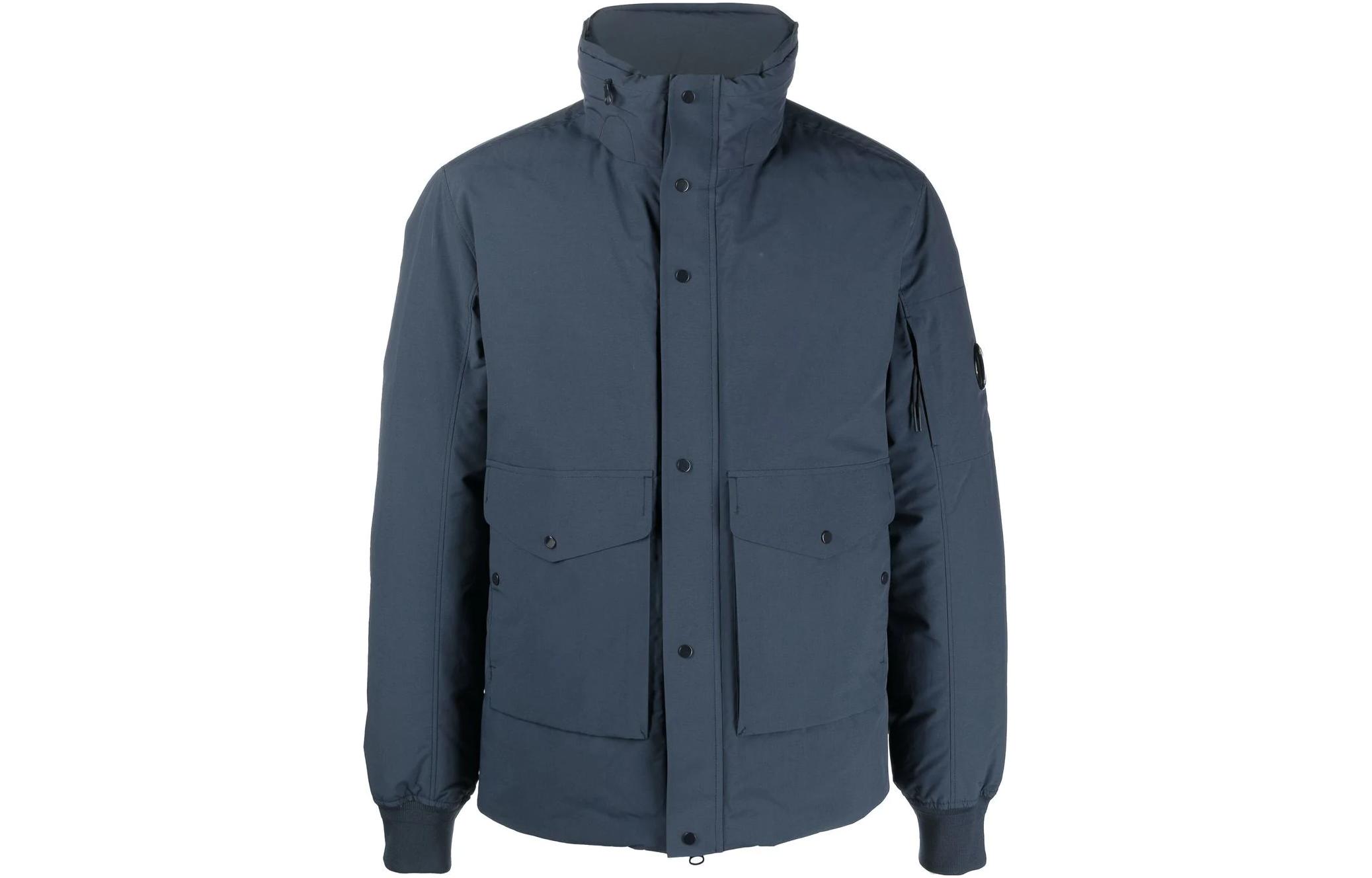 C.P. Company FW22 Solid Color Stand Collar Button Jacket Blue 13CMOW162A006355A888