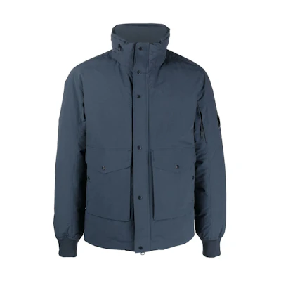 C.P. Company FW22 Solid Color Stand Collar Button Jacket Blue 13CMOW162A006355A888